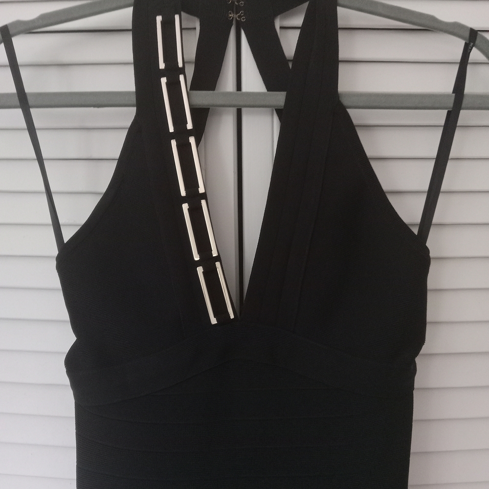 Marciano Black Backless Dress with Silver Accents